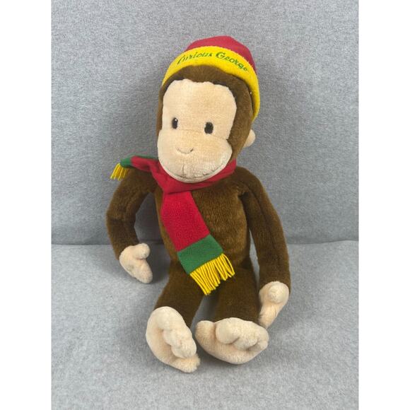 Curious George Large Plush Stuffed‎ Animal Monkey Scarf and Hat 23" - Picture 1 of 7